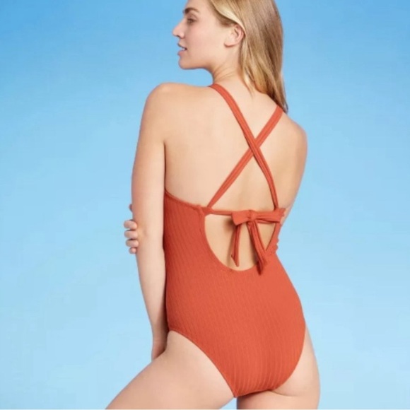 NWOT Kona Sol Ribbed Knit One Piece Swimsuit Size Small - Picture 6 of 11